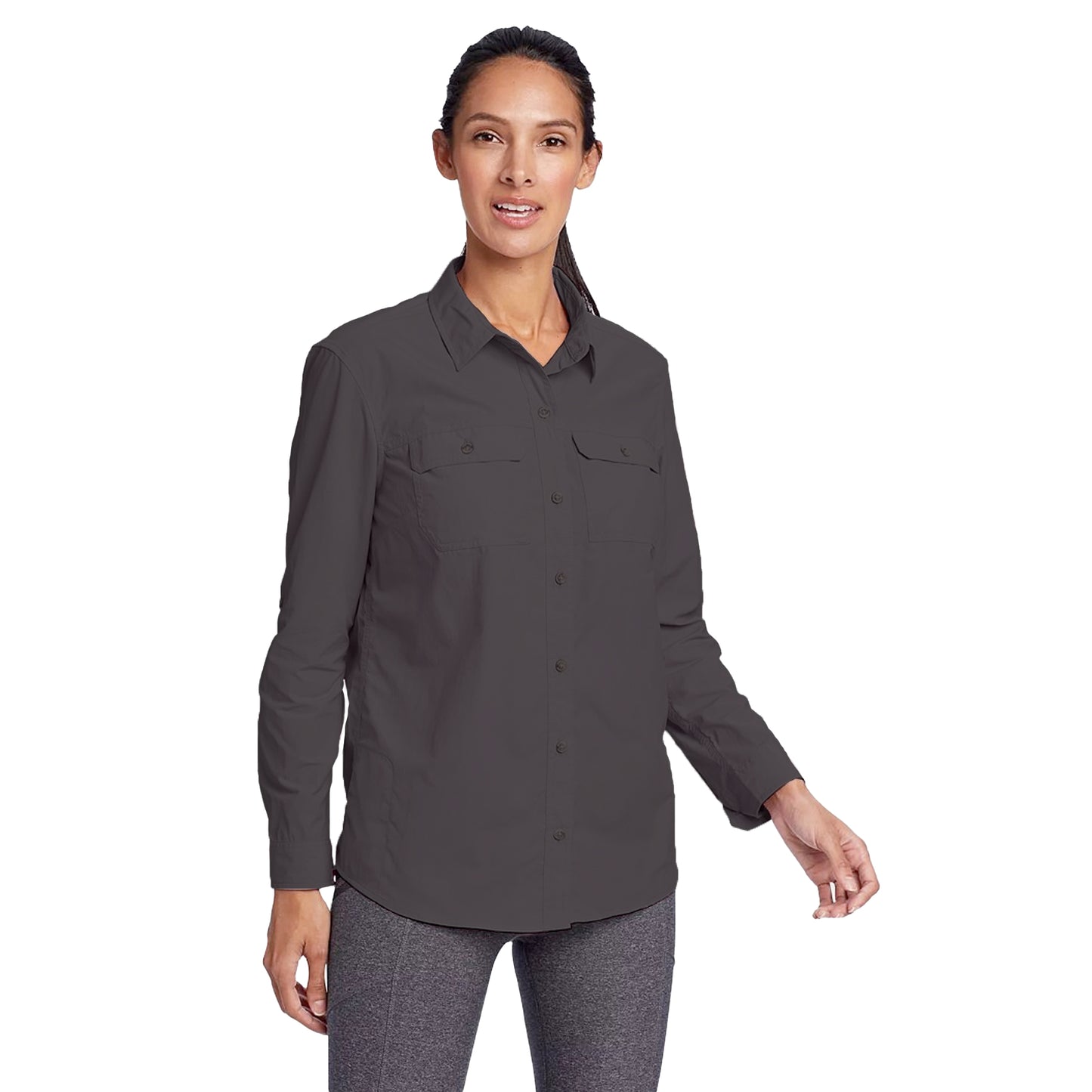 CAMISA MUJER MOUNTAIN RIPSTOP MANGA LARGA  EDDIE BAUER - Dark Smoke