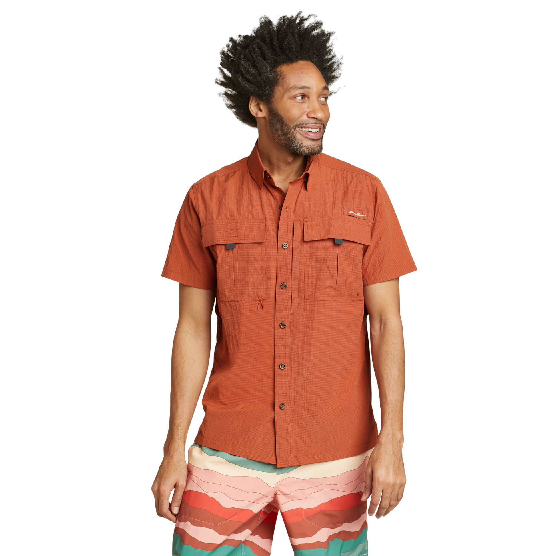 Camisa Eddie Bauer UPF Guide 2.0 Hombre Naranja | Outdoor Adventure Colombia