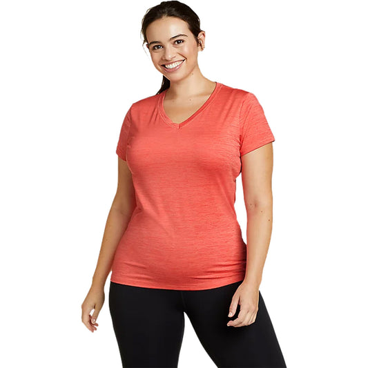 CAMISETA DEPORTIVA PARA MUJER EDDIE BAUER RESOLUTION CUELLO V - ROJO