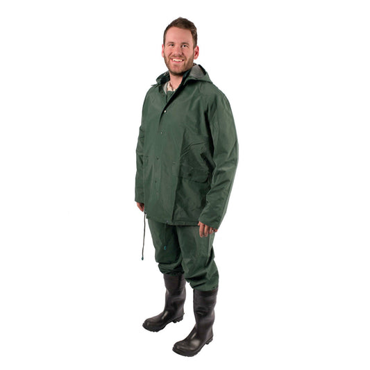 TRAJE IMPERMEBLE DE PVC STANSPORT RAINSUIT DELUXE DE 3 PIEZAS - VERDE