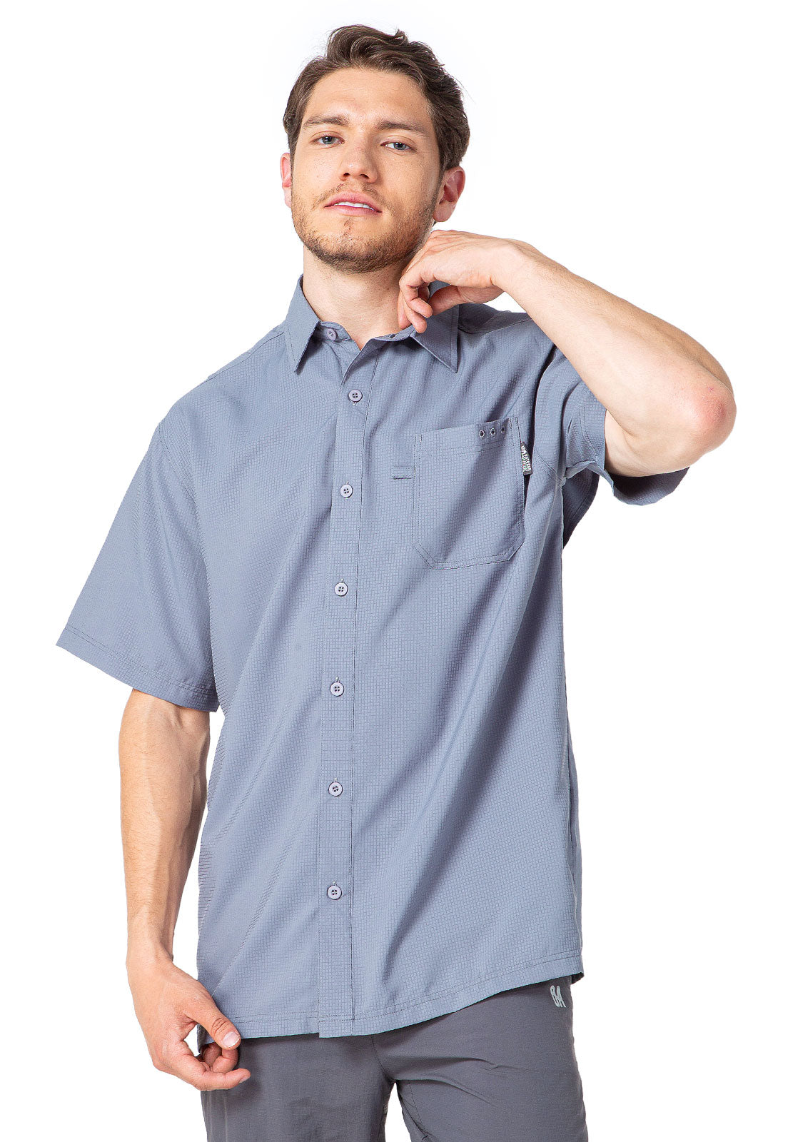 CAMISA HOMBRE QUEPOS MANGA CORTA / OUTDOOR ADVENTURE GRIS