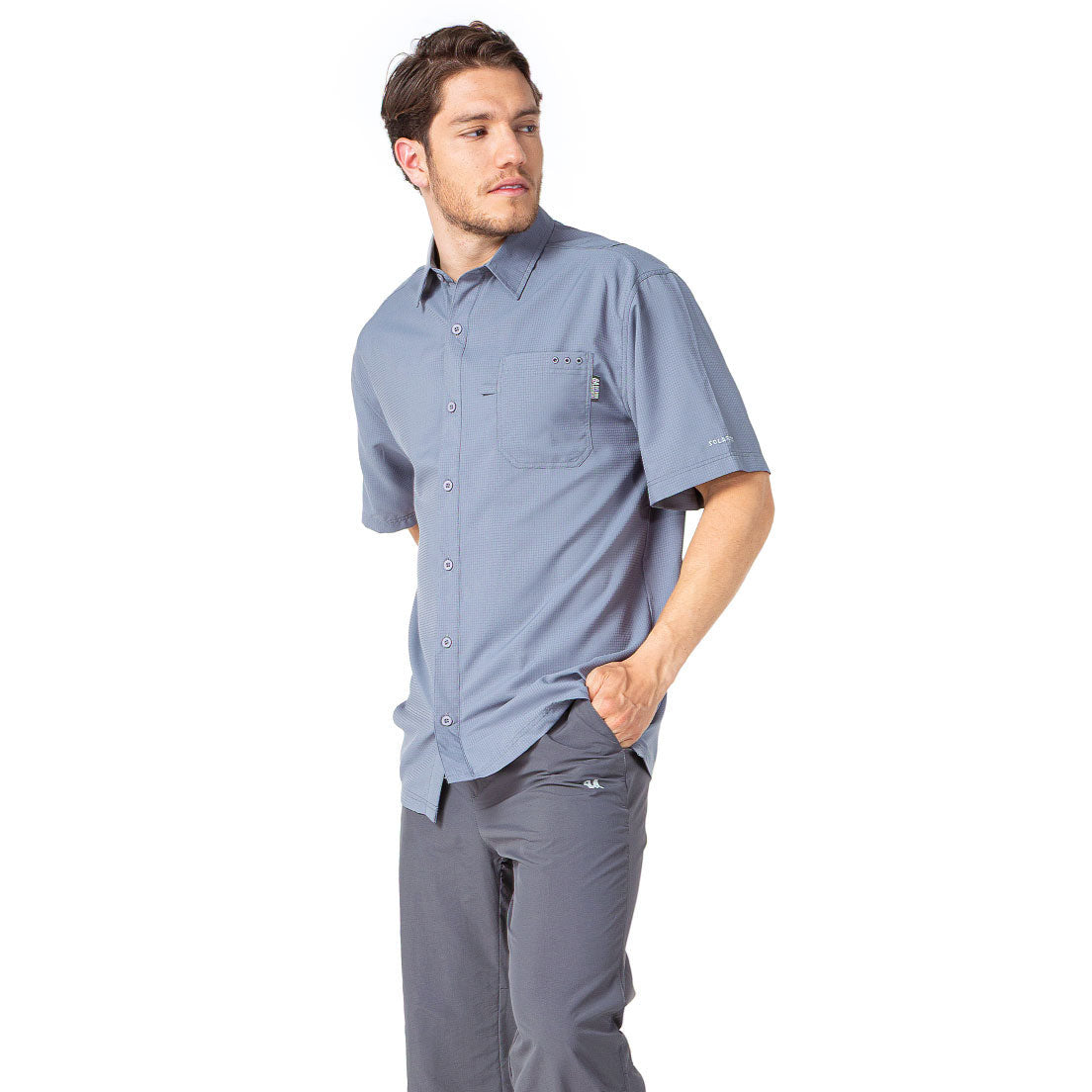 CAMISA HOMBRE QUEPOS MANGA CORTA / OUTDOOR ADVENTURE GRIS