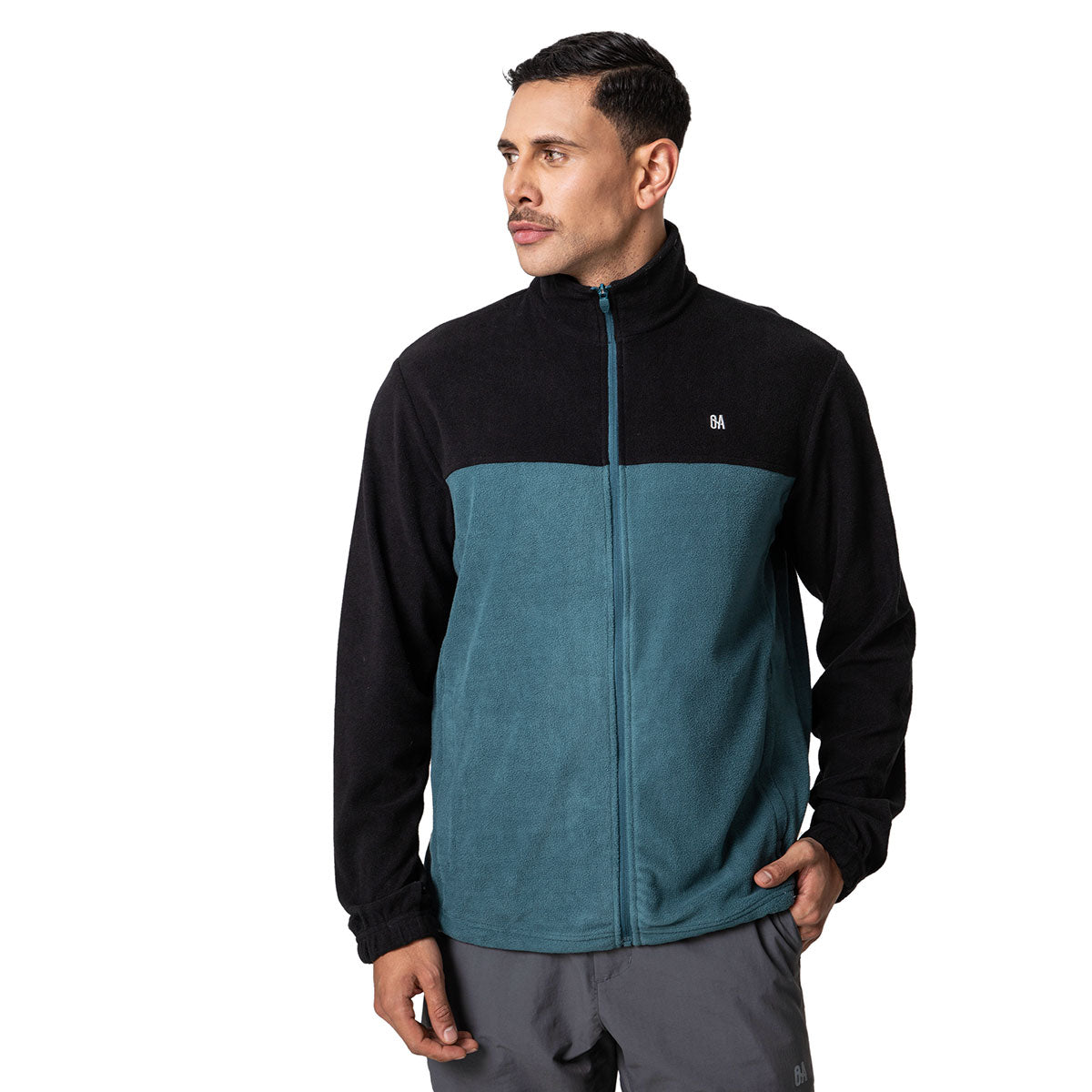 Fleece Polar Irazu OA Hombre Negro con Verde | Outdoor Adventure Colombia