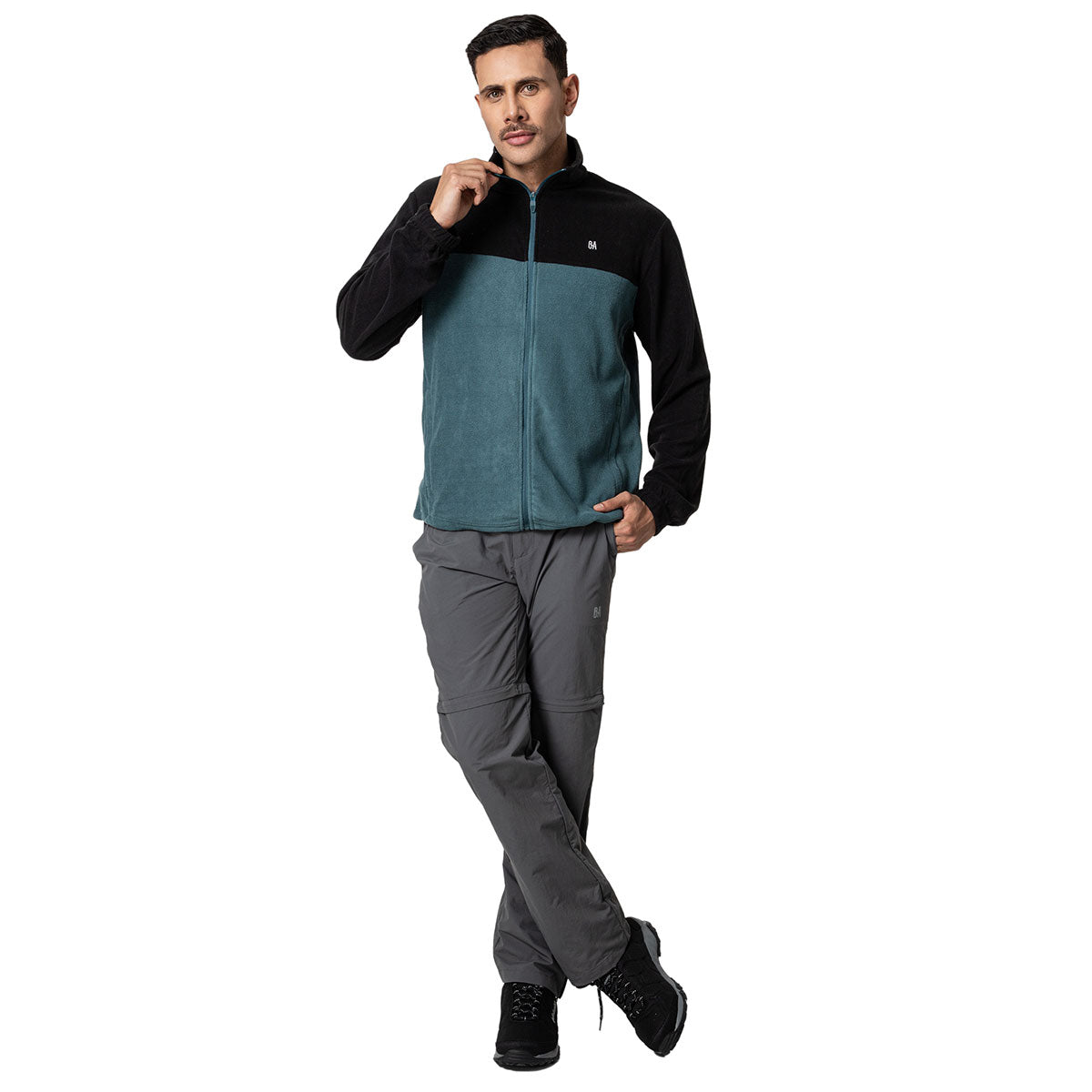 Fleece Polar Irazu OA Hombre Negro con Verde | Outdoor Adventure Colombia